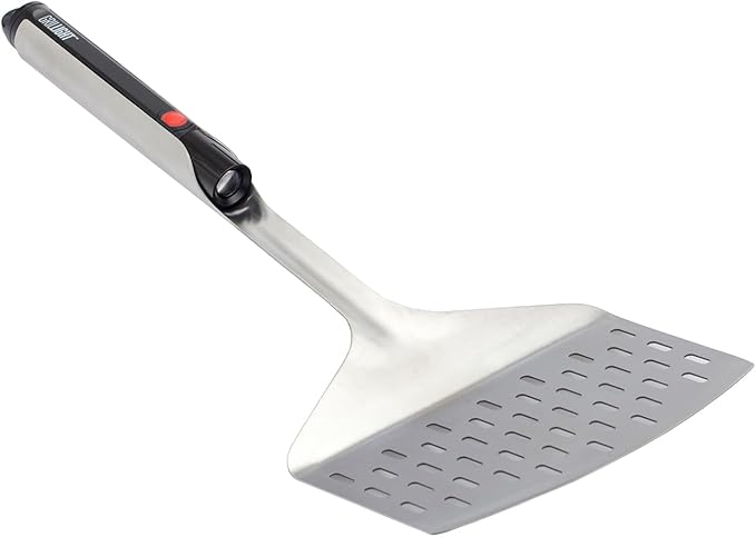 Grill Light Stainless Steel BBQ Grilling Fish Spatula with LED Flashlight - Thick Restaurant Grade Steel - Wide Surface for Delicate Fish - Waterproof & Dishwasher Safe