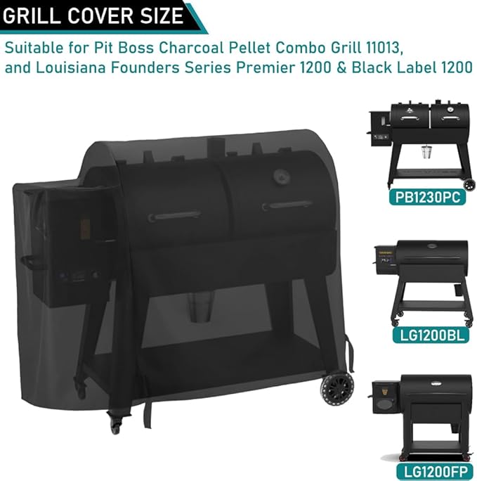 ZJYWSCH Grill Cover for Pit Boss Charcoal Pellet Combo Grill PB1230PC, PitBoss 1230PC Pellet Charcoal Combo Grill Cover Heavy Duty Waterproof for Louisiana 1200 Black Label LG1200BL