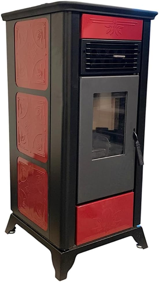 Freedom Stoves Independence PS21 Pellet Stove: Freestanding Heater with Battery Backup & Wi-Fi, Heats up to 1800 sq ft, Red Vintage Edition