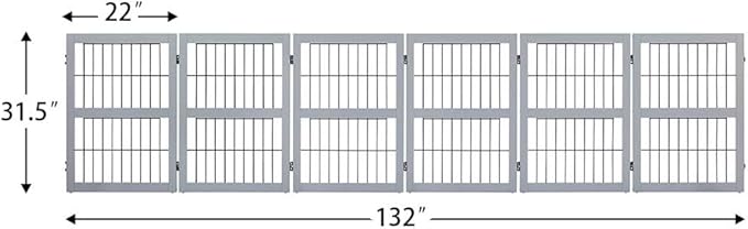 unipaws 132" Extra Wide Dog Gate, 31.5” Height Free Standing Tall Pet Fence, Foldable Cat Barriers for Home, Doorway, Stairs, Indoor Use, Grey
