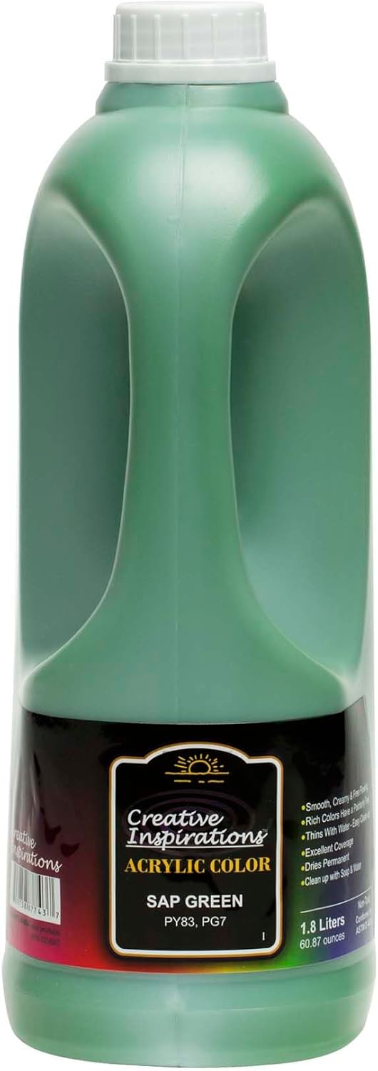 Creative Inspirations Acrylic Paint - Sap Green - 1.8 Liter - Smooth & Creamy Consistency, Vibrant Pigmentation, Great Coverage for Artists - Clean Up with Soap & Water