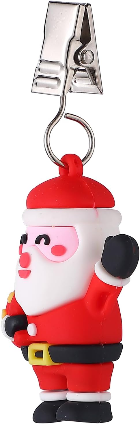 TwoFish Home Set of 4 Xmas Santa Claus Tablecloth Weight Clips Xmas Santa Claus Decoration Tablecloth Weight Clamps Pack of 4
