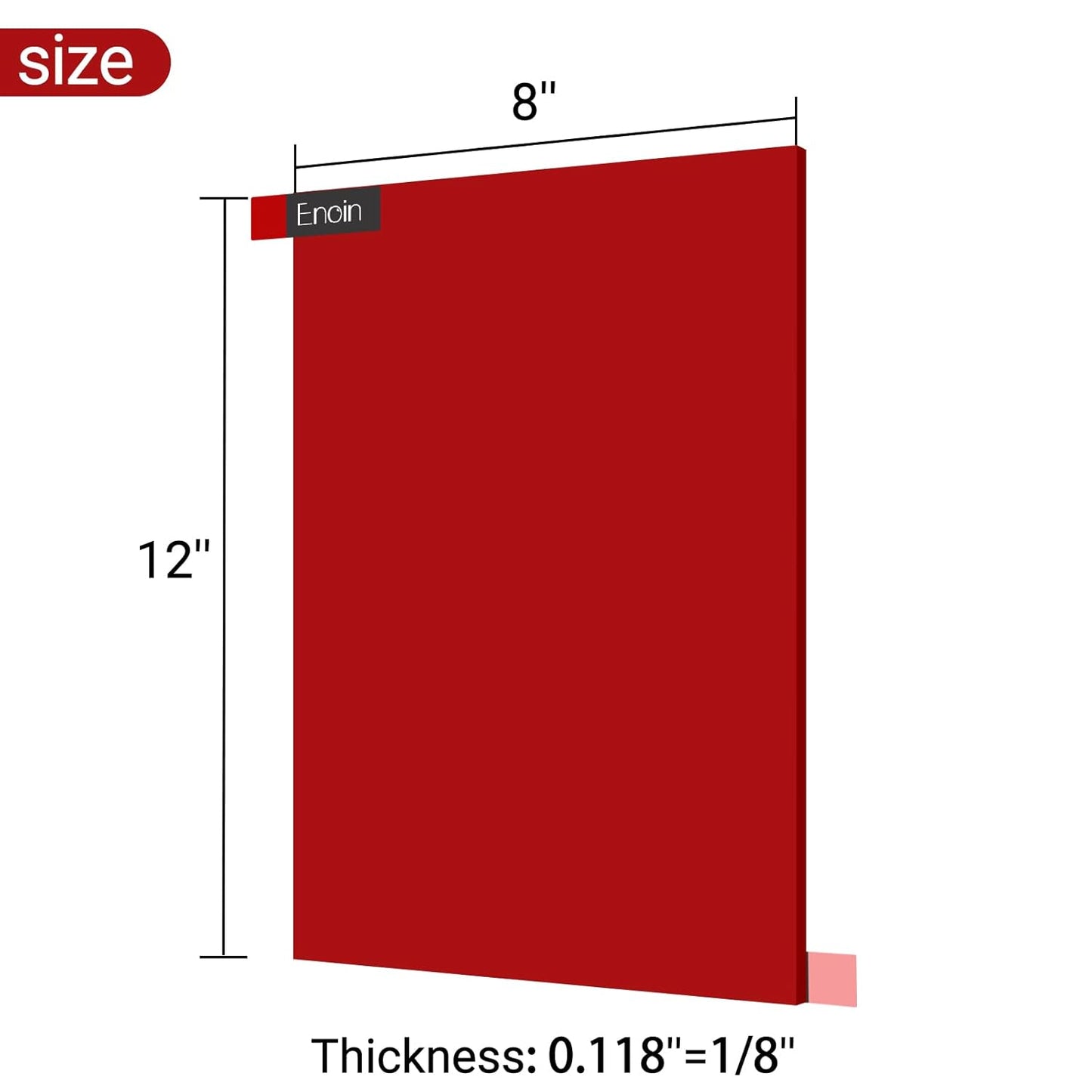 Enoin 2 Pack 8x12 Inches Red Non Transparent Acrylic/Plexiglass Sheet 0.118'' 1/8 Thick, Plastic Sheet Colored Board Panel for Glass, DIY, Painting, Art Craft