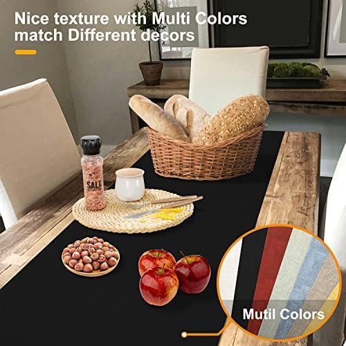 Wipeable Table Runner, Farmhouse Dresser Runner, Rustic Indoor/Outdoor (48'', Black)