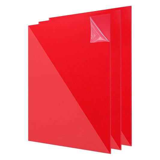 uxcell 3Pcs Acrylic Sheets 12x12 Inch Acrylic Panel 1/8 Inch-3mm Plastic Board for Picture Frames Sign Holders DIY Display Projects Craft, Clear Red
