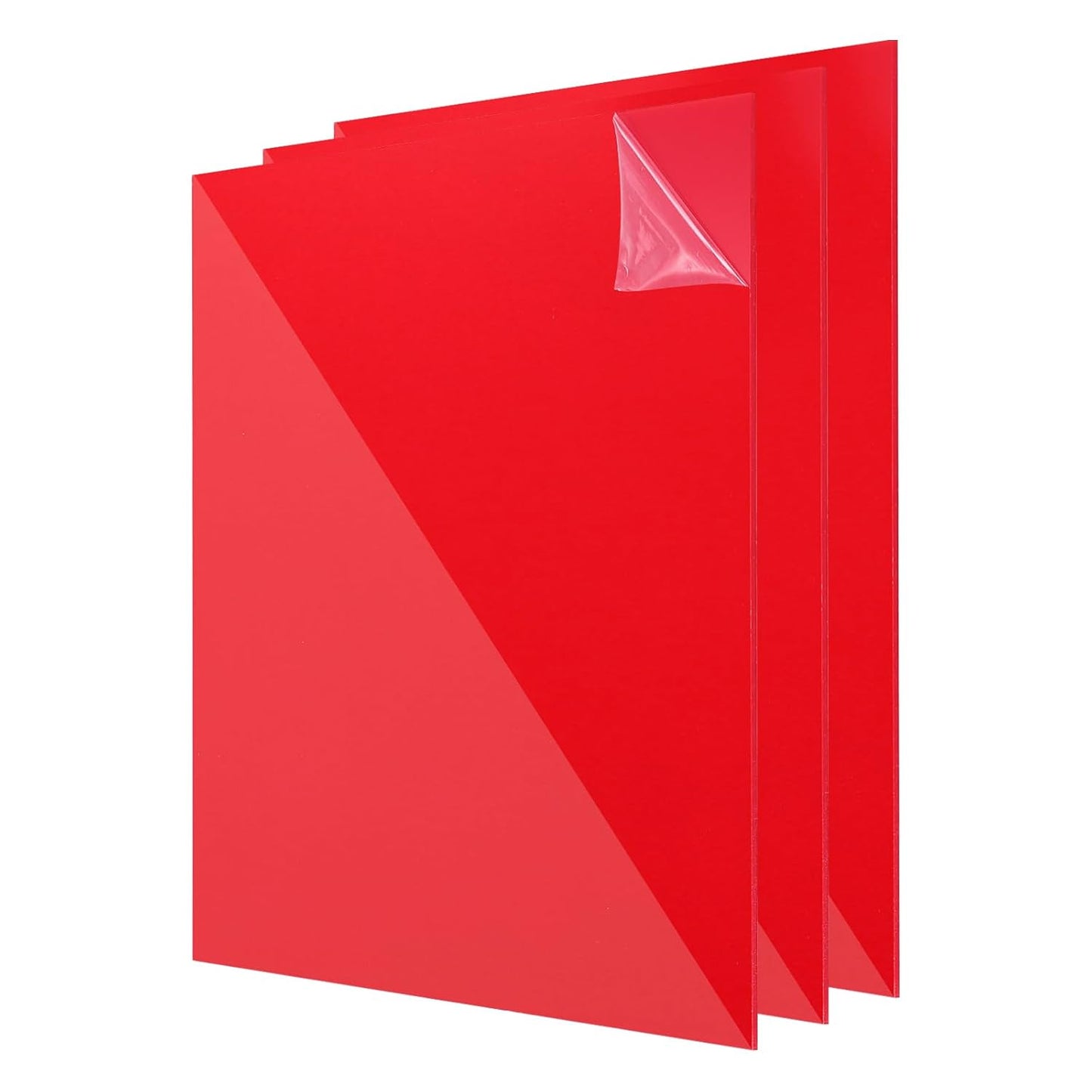uxcell 3Pcs Acrylic Sheets 8x8 Inch Acrylic Panel 1/8 Inch-3mm Plastic Board for Picture Frames Sign Holders DIY Display Projects Craft, Clear Red