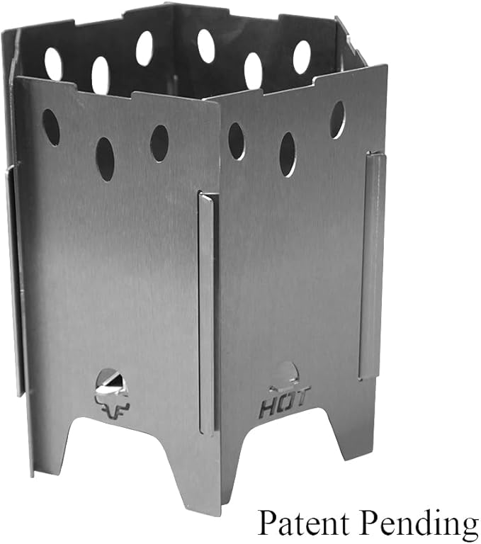 Folding Flame Compact Folding Camping Stove – Portable, Lightweight, Stainless Steel Wood Burning Campfire Stove for Backpacking, Hiking, and Outdoor Cooking