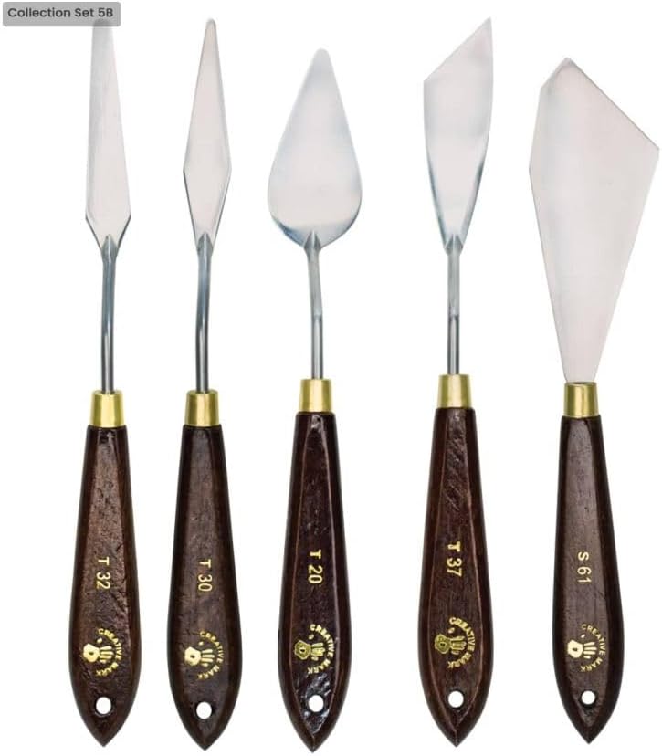 Creative Mark Stainless Steel Palette Knife Painting Tools - Paint Palette with Wooden Handle - Variety of Shapes and Sizes - Collection 5B, Set