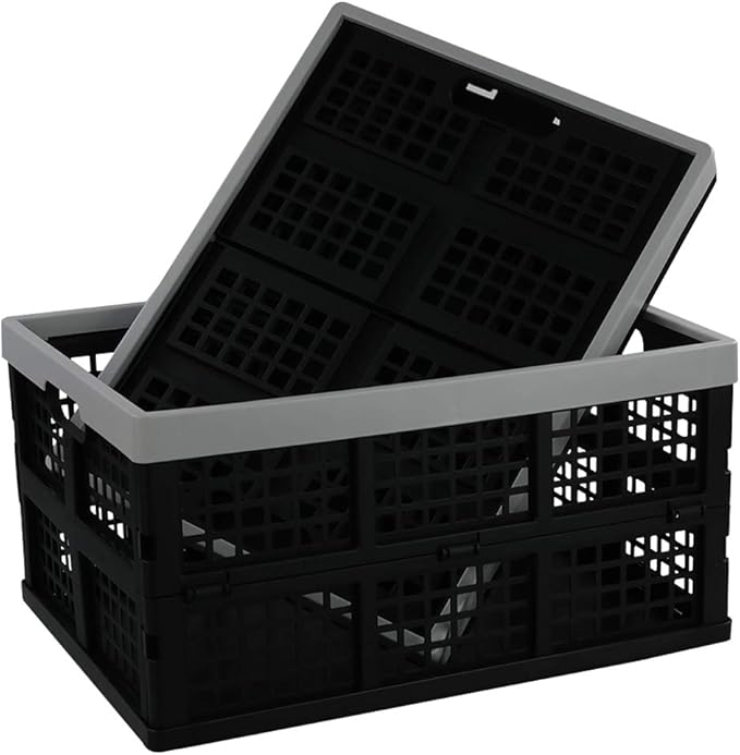 34-Liter Collapsible Storage Crates/Stackable Storage Container Basket, Set of 4