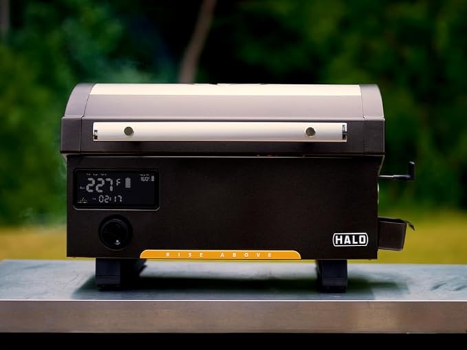 HALO Prime 300 Rechargeable Battery Powered Pellet Grill Bundle with cover and Battery
