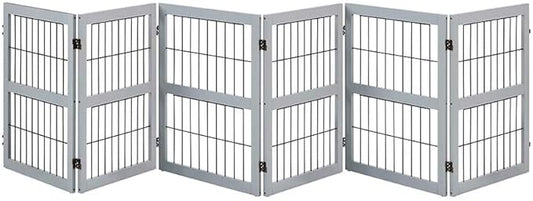 unipaws 132" Extra Wide Dog Gate, 31.5” Height Free Standing Tall Pet Fence, Foldable Cat Barriers for Home, Doorway, Stairs, Indoor Use, Grey