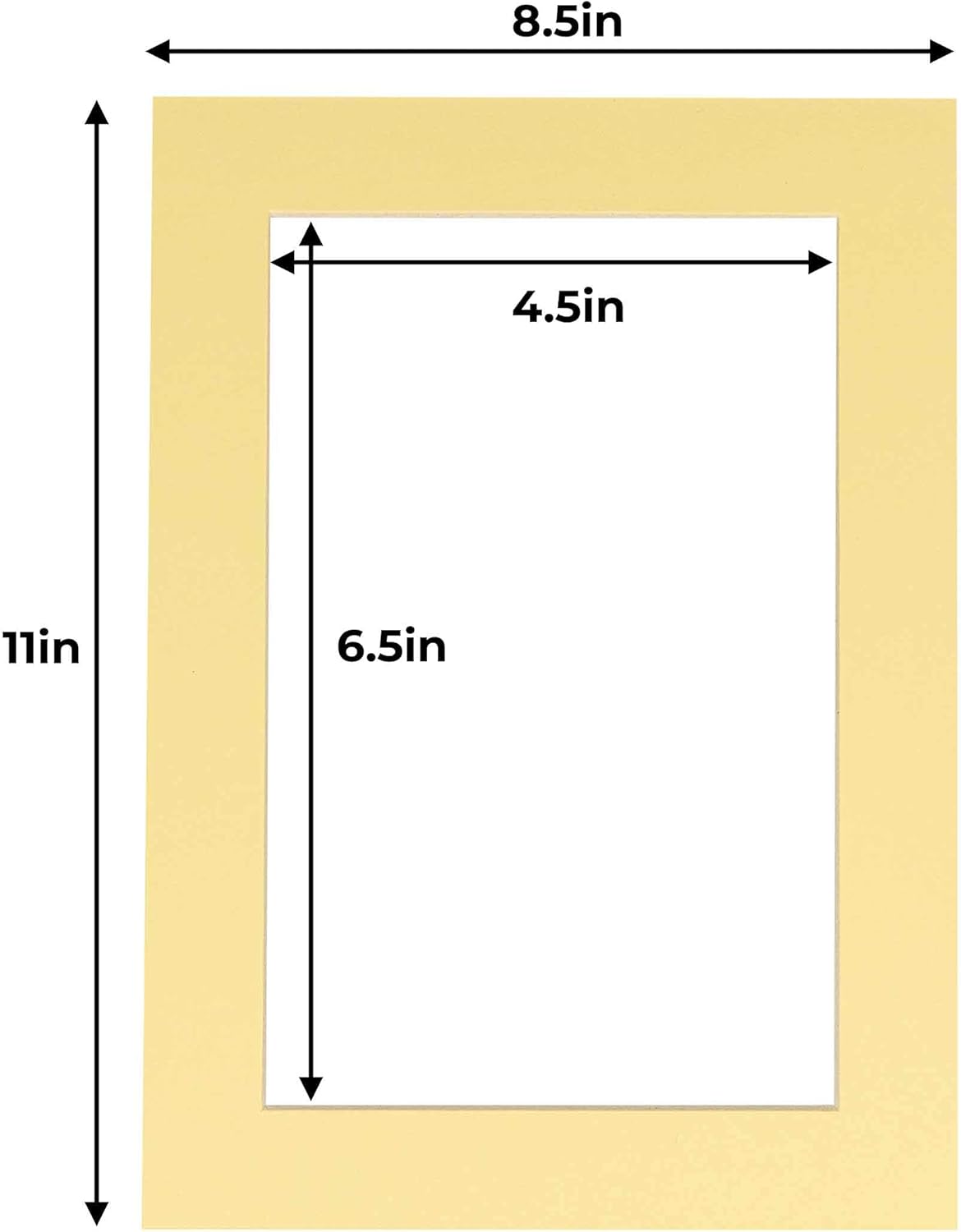 5x7 Mat for 8.5x11 Frame - Precut Mat Board Acid-Free Show Kit with Backing Board, and Clear Bags Soft Yellow 5x7 Photo Matte Made to Fit a 8.5x11 Picture Frame Matboard for Framing, Pack of 1 Mat