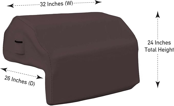 Covers & all Built-in Outdoor Grill Cover, Durable Heavy Duty 18 Oz Waterproof Cover Tuff Material with Air Pocket & Elastic for Snug Fit (32" W x 26" D x 24" H inches, Coffee)