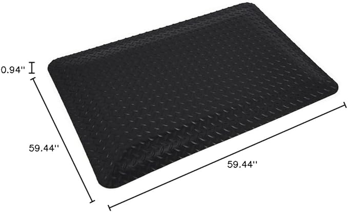Wearwell Diamond-Plate Select UltraSoft Mat - Black. Anti-Fatigue Workstation Mat. 3' W x 5' L x 15/16" Thickness. PVC Vinyl Surface with PVC Sponge. For Dry Industrial Use (495.1516x3x5BK)