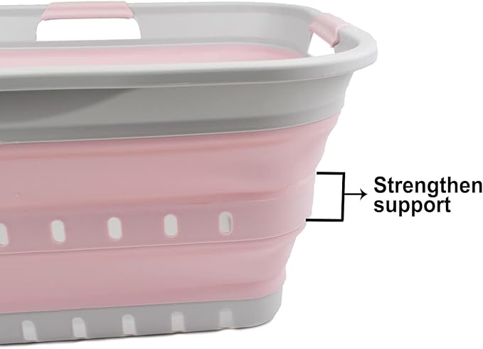 SAMMART 42L(11 gallons) Collapsible Plastic Laundry Basket - Foldable Pop Up Storage Container/Organizer - Portable Laundry Hamper- Space Saving Outdoor