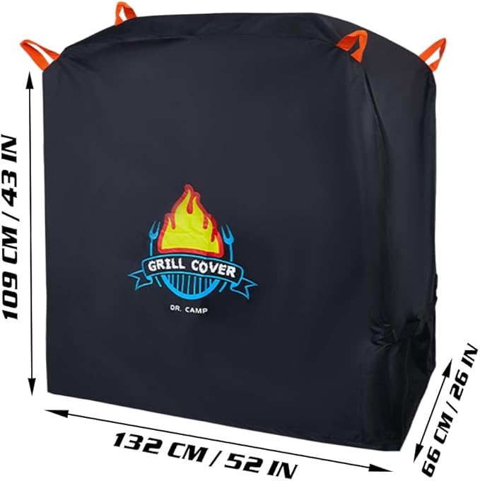 Vivicreate Waterproof BBQ Grill Cover 52 Inch Heavy Duty 420D Fabric Outdoor Barbecue Cover Weatherproof UV Protection Windproof Fits Weber Char-Broil Nexgrill Traeger Smoker Parrilla