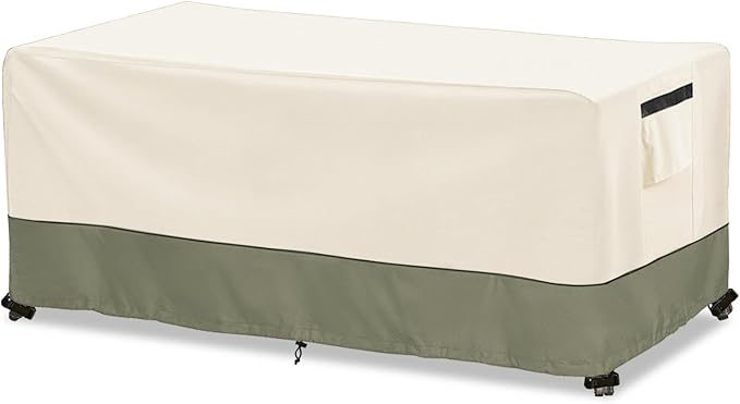 Outdoor Coffee Table Cover 42 W x 26 D x 16 H Inches,600D Heavy Duty Waterproof Outdoor Table Cover,Patio Rectangle Table Covers,Beige