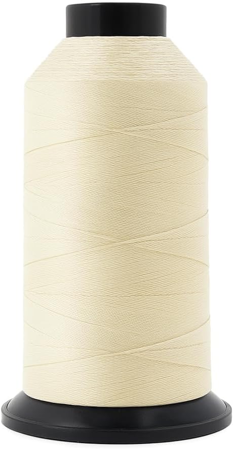 Mandala Crafts Size 46 210D T45 Bonded Nylon Thread Ivory Heavy Duty Sewing Threads - 2843 YDs Tex 45 Thread for Leather, Jeans, Weaving, Outdoor Marine Upholstery Threads