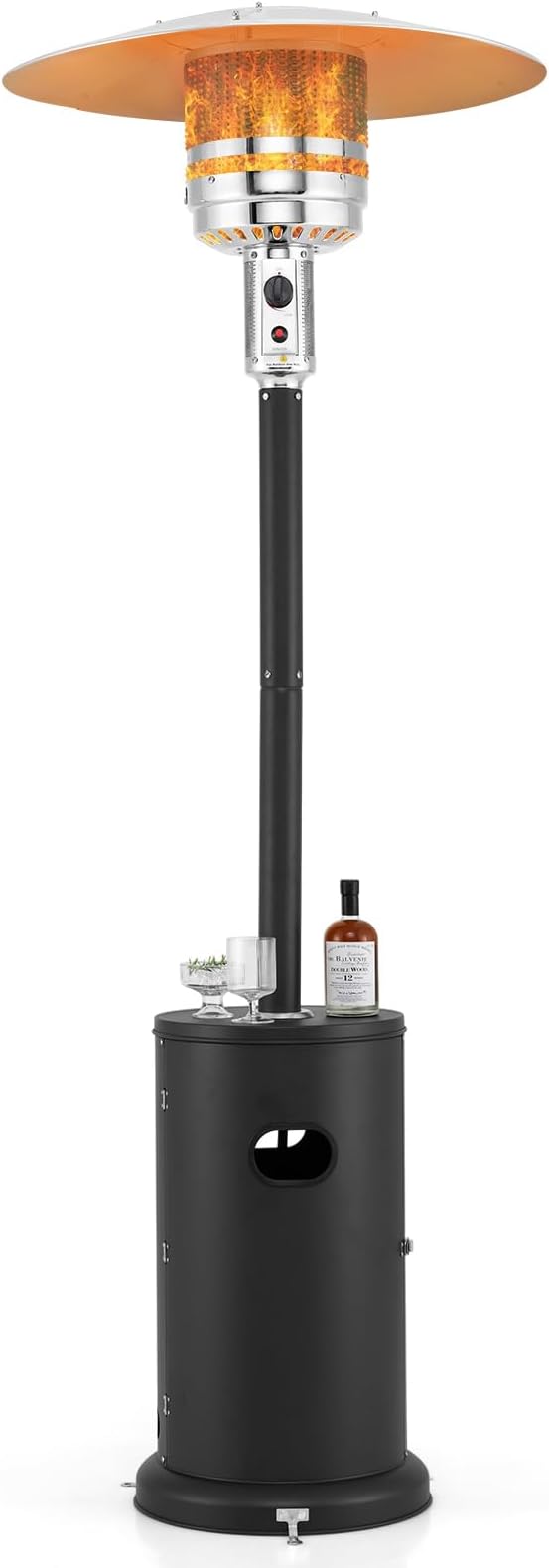 Tangkula 50,000 BTU Propane Outdoor Heater, Patio Heater with Strengthened Stainless Steel Burner, Tip-Over, Flame-Out Protection and Wheels, Outdoor Heaters for Patio (Black)