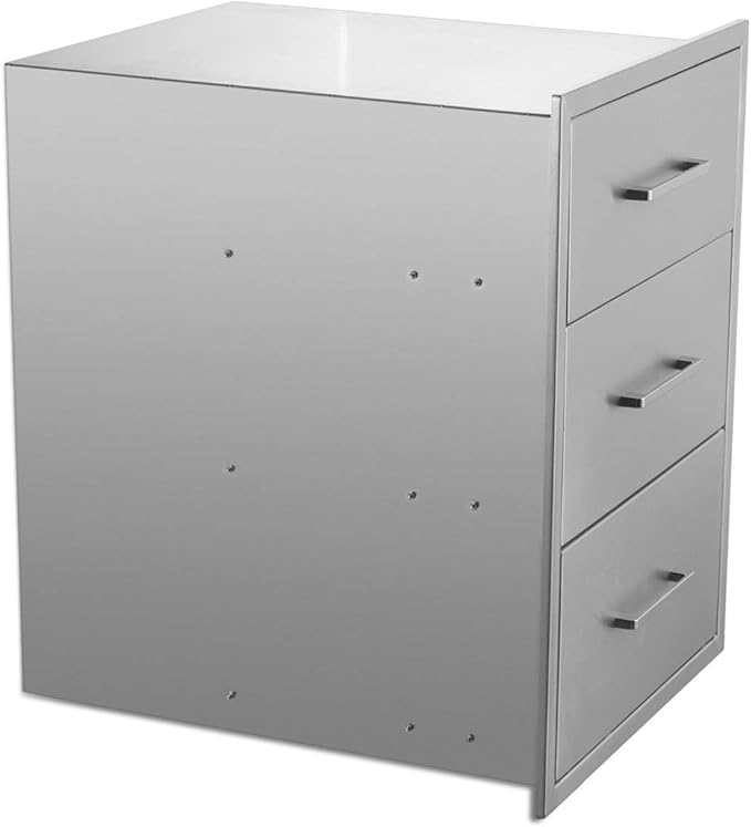 20" W x 27" H x 23" D Stainless Steel Outdoor Kitchen Drawers BBQ Drawers Triple Access Drawers Flush Mount for Outdoor Kitchens Or BBQ Island