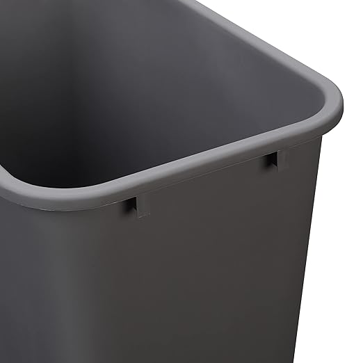 Amazon Basics Rectangular Commercial Office Wastebasket, 10 gallon (Pack of 2), Grey