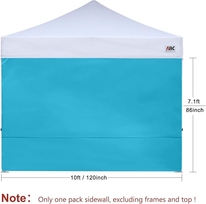 ABCCANOPY Instant Canopy SunWall 10x10 FT, 1 Pack Sidewall Only, No Frame or Top, Sky Blue