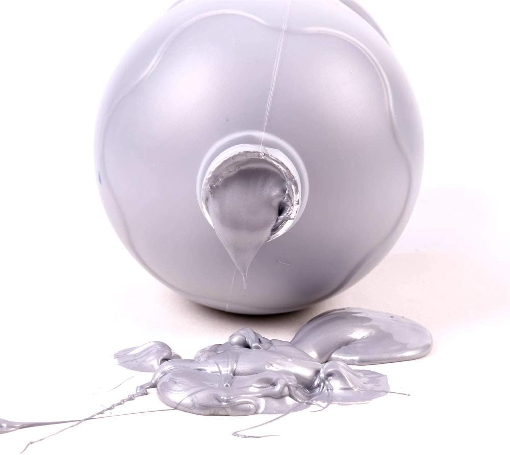 Mont Marte Discovery School Acrylic, Silver, 1/2 Gallon (2 Liter). Ideal for Students and Artists. Excellent Coverage and Fast Drying. Pump Lid Included.