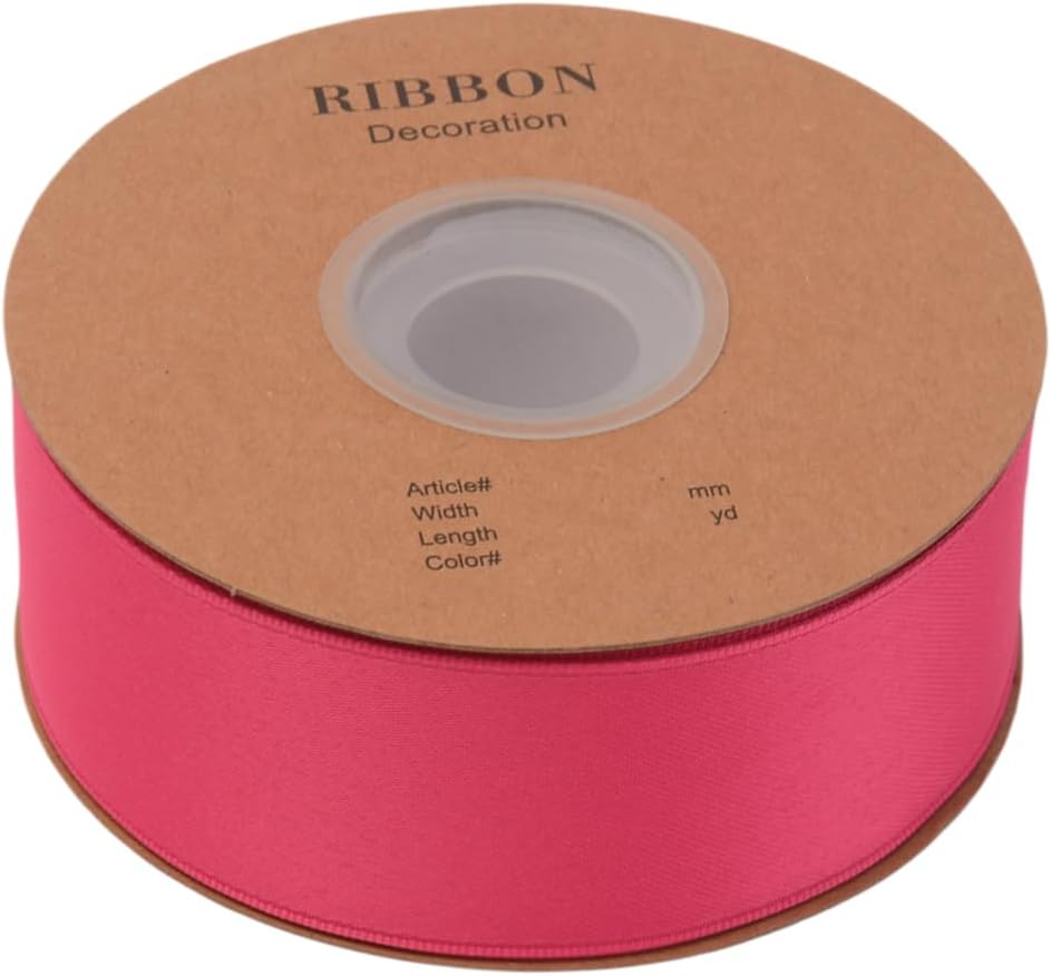 Double Side Satin Ribbon, Continuous 20 Yards,Use for Craft Bows Bouquet, Gift Wrapping, Wedding Decoration, Floral Arrangement (Dark Rose Red, 1-1/2 inch)