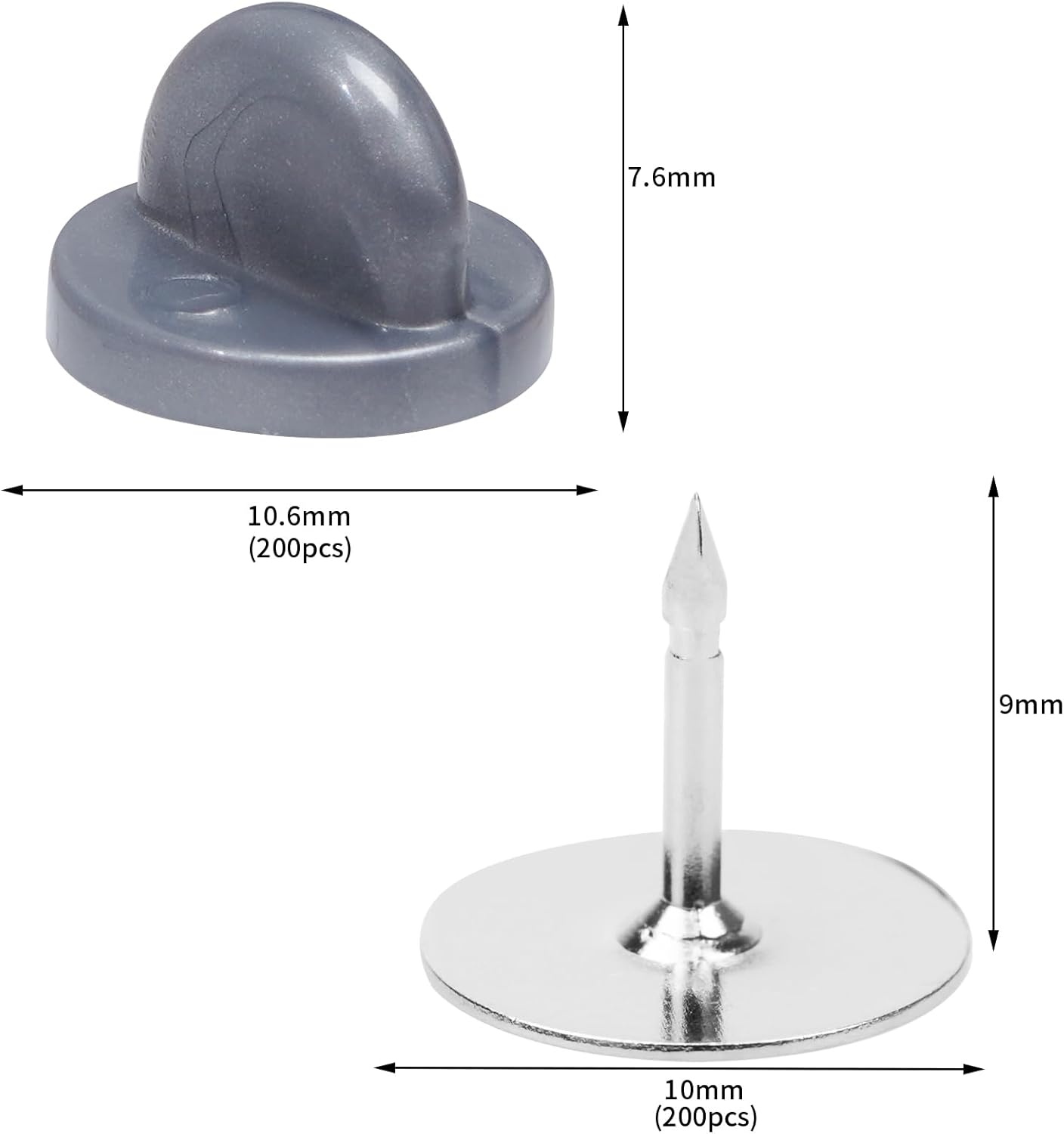 400pcs PVC Rubber Butterfly Clutch Pins Tie Tacks Blank for Uniform Badges Backing Holder Clasp Lapel Enamel Pins(200 Sets),Gray