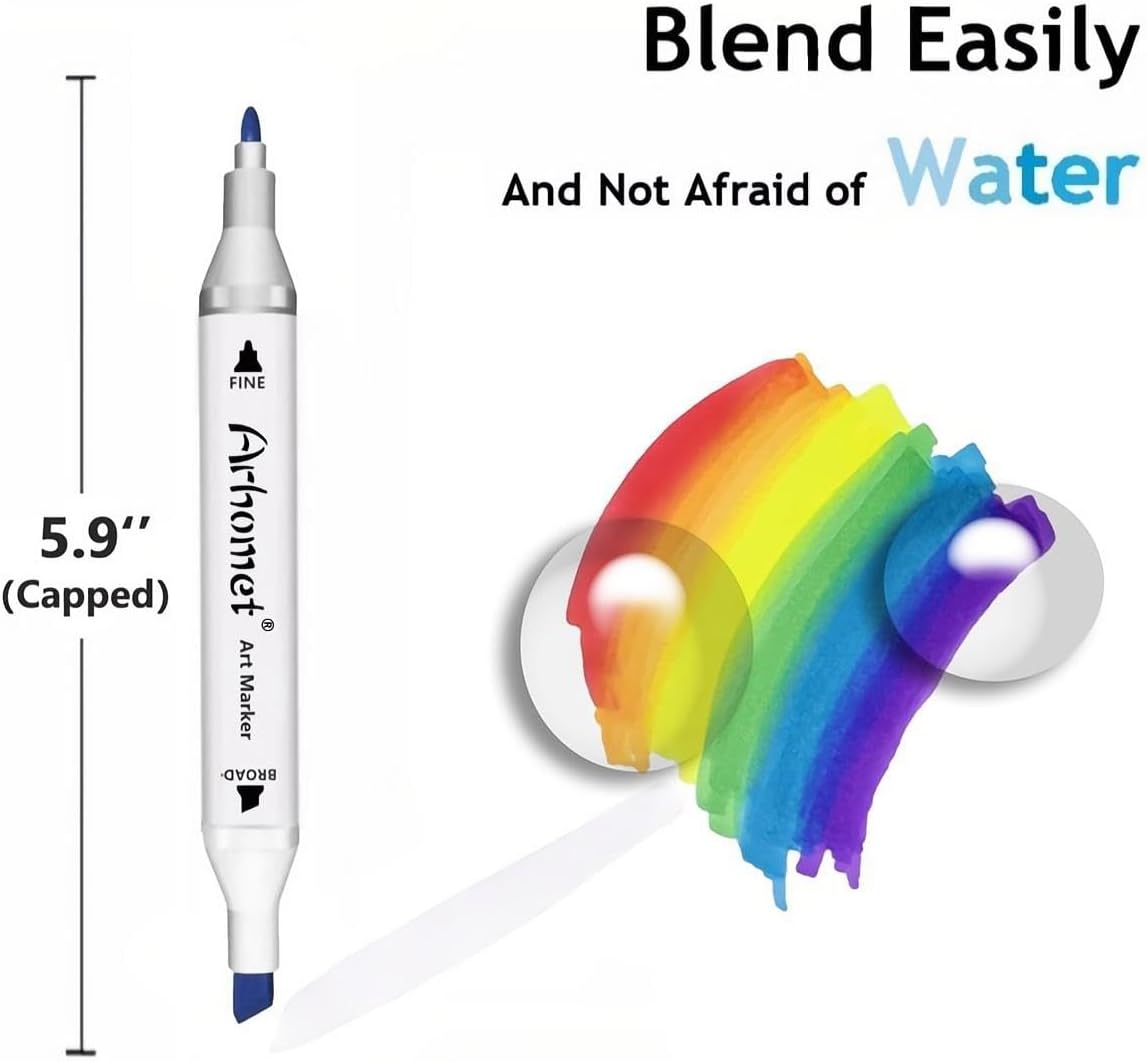 6pcs Multicolor Alcohol Markers Under 5 dallors, Dual Tips Art Markers Drawing Sketched Double Tipped for Kids Beginners Adults