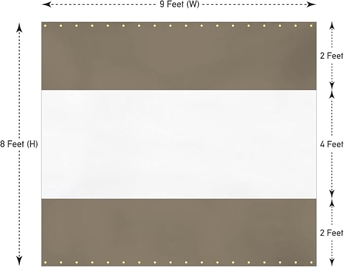 Covers & All Outdoor Clear Panel Curtain, 12 oz Vinyl Outdoor Curtains for Patio, Weather Resistant Waterproof Tarp with Brass Grommets for Pergola, Porch, Gazebos, Balcony (8'H x 9'W Feet, Beige)