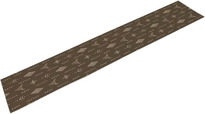 Western Cow Skull Table Runner,Vintage Boho Aztec Cow Ethnic Pattern Printed Table Runner for Home Kitchen Dining Farmhouse Coffee 13x120in