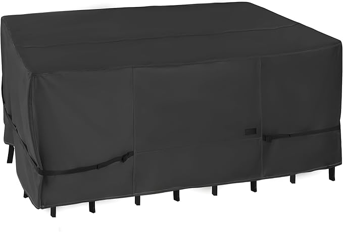 NettyPro Patio Table Cover Rectangular 105 x 75 Inch, Waterproof Outdoor Furniture Set Covers for Dining Table and Chair Rectangle, Black