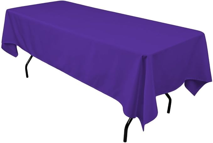 Gee Di Moda Rectangle Tablecloth - 60 x 126 Inch Purple Table Cloth for 8 Foot Rectangle Tables - Heavy Duty Washable Fabric - for Holiday Party, Dinner, Weddings, Baby Shower & Events