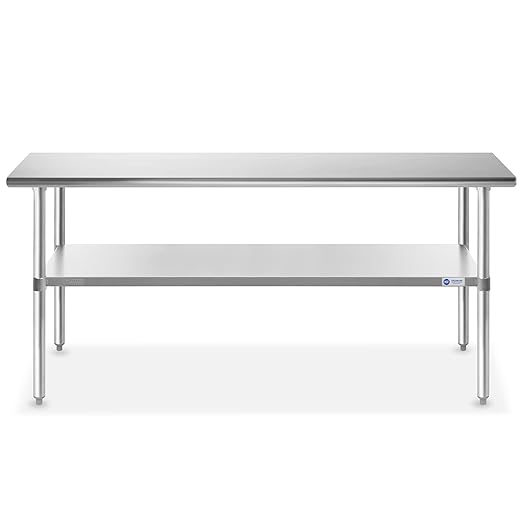 GRIDMANN Stainless Steel Work Table 72 x 24 Inches, NSF Commercial Kitchen Prep Table with Under Shelf for Restaurant and Home