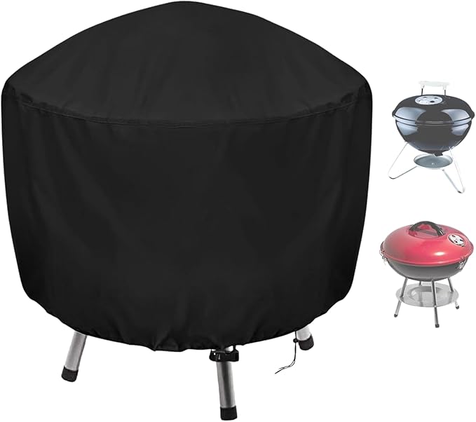 Grill Cover for Cuisinart CCG190RB Portable Charcoal Waterproof Griddle Cover for Weber Smokey Joe 14 Inch Grill - 16" D×15" H, Black