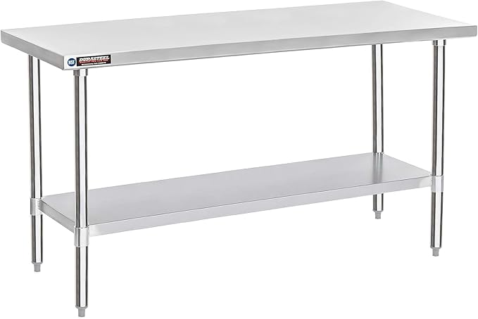 DuraSteel 30x72 Stainless Steel Work Table - NSF Commercial Prep Metal Table - Outdoor Pizza Oven Stand w/Under Shelf - Kitchen Island Laundry Utility Garage Microwave Stand Large Rolling Storage Cart