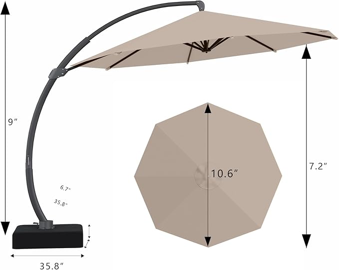 7 Piece Patio Dining Set with 11ft Patio Umbrella (Gray), 7 Navy Outdoor HDPE Dining Set with 6 Chairs + 1 Large Table with 2" Umbrella Hole, for Market, Pool, Garden, Backyard, Deck