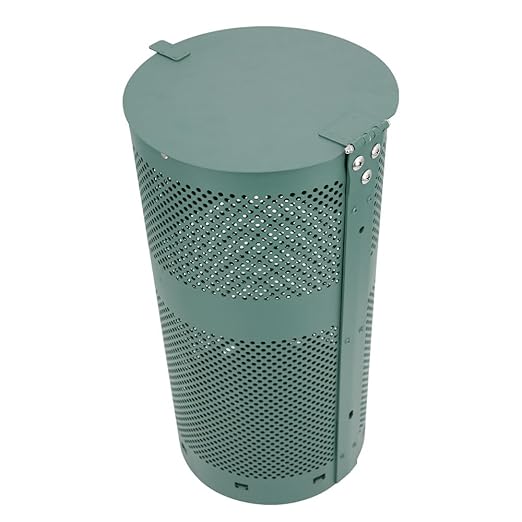 ZERO WASTE USA - Round Outdoor 10 Gallon Capacity Waste Can - 100% Rust-Free, Powder-Coated, Commercial Grade Aluminum to Withstand Weather. 10-Year Warranty (Matte Black)