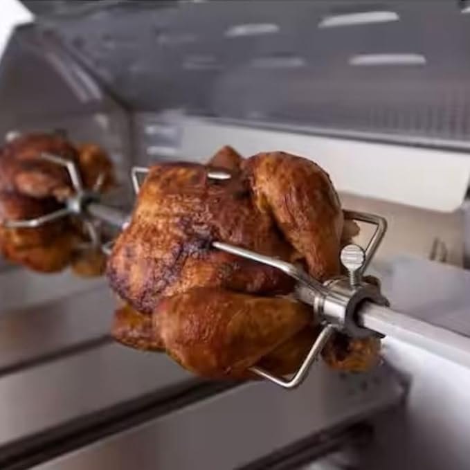 Spire 36 in. Stainless Steel Rotisserie Chicken Grilling Kit with Motor, 1/2 in. Rod, 4 Forks and Hardware, Outdoor Cooking & Grills, BBQ Grills, Fits up to 36" Fireboxes, 790-0006B