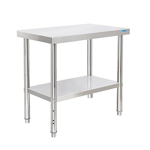 Stainless Steel Table 30 x 18 Inch, Stainless Table for Prep & Work, Commercial NSF Metal Table for Restaurant Kitchen Garage