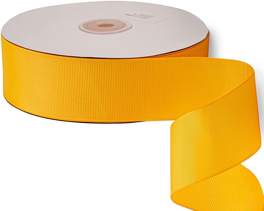 LIUYAXI 1-1/2" X 50 Yards Solid Gold Grosgrain Ribbon, Perfect for Crafts, Wedding Decor, DIY Hair Accessories, Sewing, Gift Package Wrapping and More