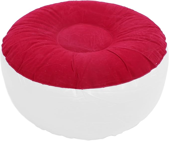 ZJchao Inflatable Pouf Ottoman, Outdoor Ottoman, Inflatable Foot Rest, Flocking Stool Multipurpose Lightweight Round Portable Stool for Travel Camping Outdoor Activities (Red)