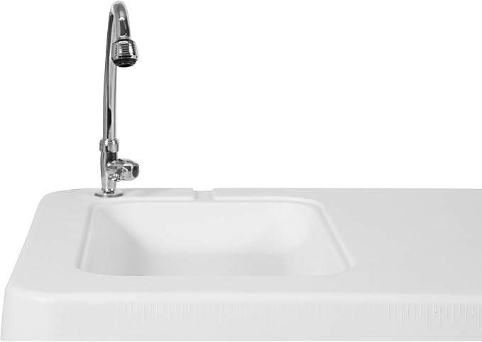 Flash Furniture Wesley 4' Portable Fish Cleaning Table with Sink, Outdoor Portable Folding Camping Sink Table with Faucet, and Hose Attachment, White