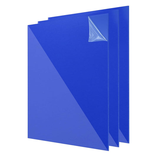 uxcell 3Pcs Acrylic Sheets 12x12 Inch Acrylic Panel 1/8 Inch-3mm Plastic Board for Picture Frames Sign Holders DIY Display Projects Craft, Clear Blue