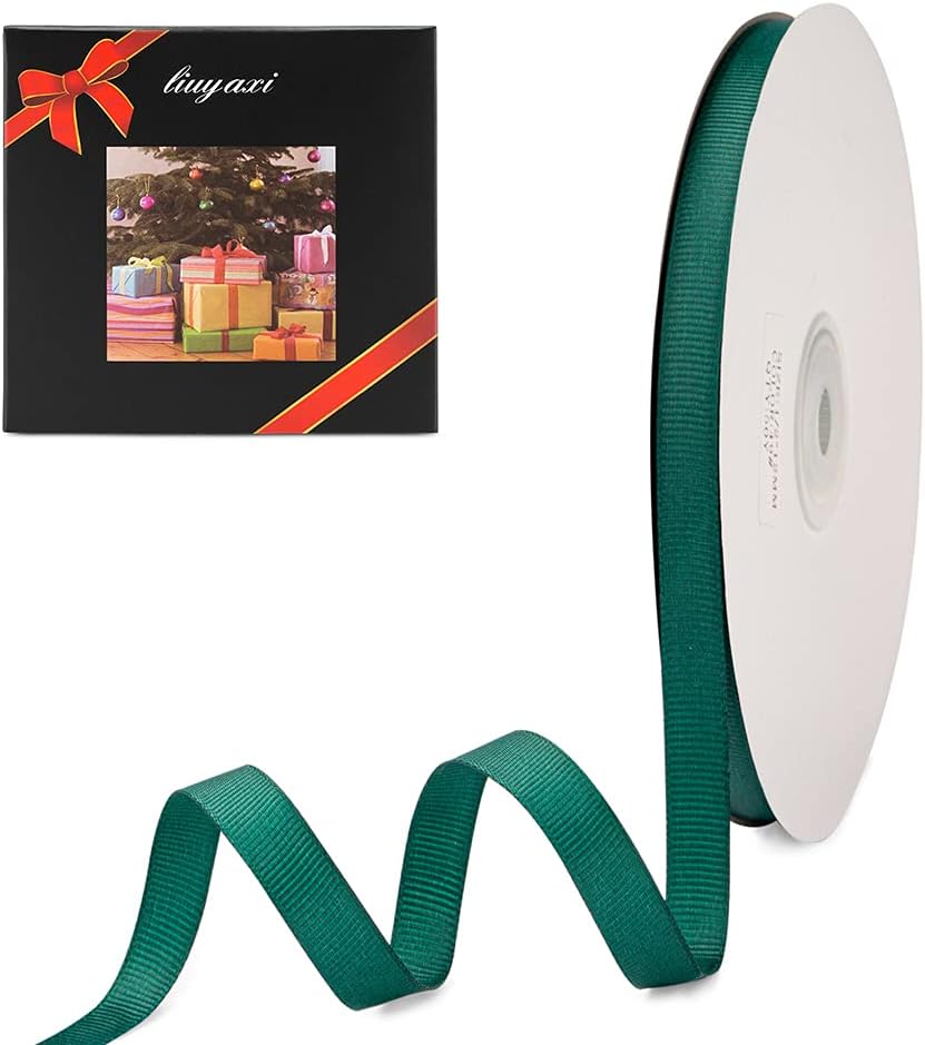 LIUYAXI 3/8" X 50 Yards Solid Teal Grosgrain Ribbon, Perfect for Crafts, Wedding Decor, DIY Hair Accessories, Sewing, Gift Package Wrapping and More