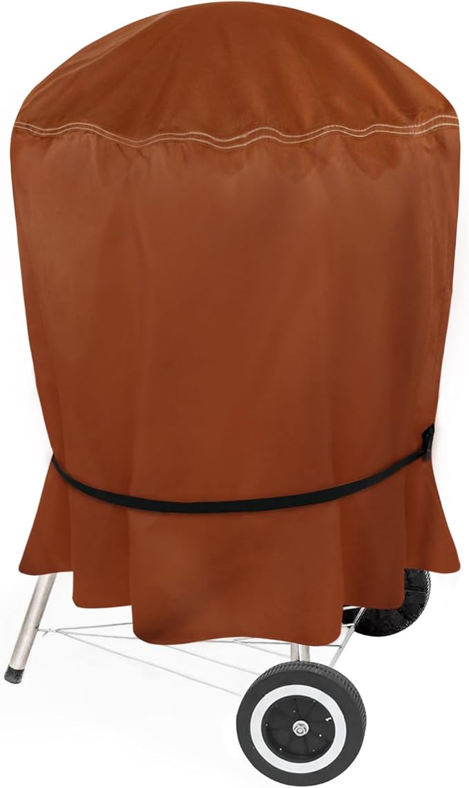 NettyPro Grill Cover for Charcoal Kettle Grill 22 inch, Heavy Duty Waterproof Outdoor Round Smoker Cover, 27" W x 25" D x 35" H, Brown