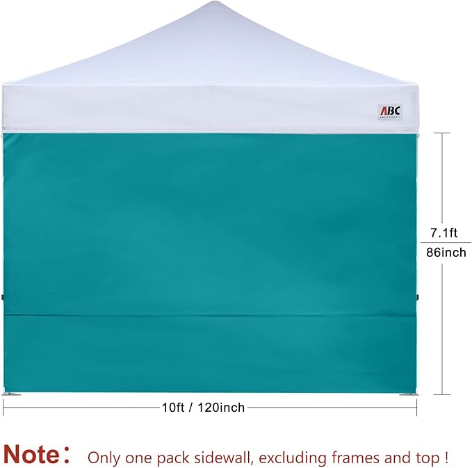 ABCCANOPY Instant Canopy SunWall 10x10 FT, 1 Pack Sidewall Only, No Frame or Top, Turquoise