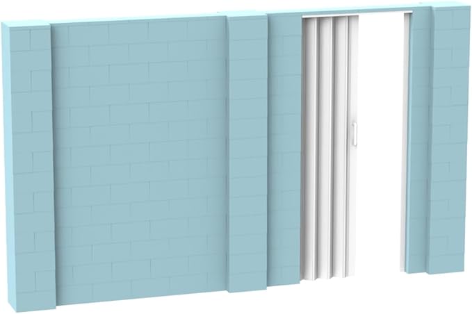 EverBlock 12’ x 7’ Wall Kit with Accordion Door | 3’ x 7’ Doorway | Modular Building Blocks | Wall Display System | Room Divider & Partition | Easy to Connect & Reuse | Indoor & Outdoor Use