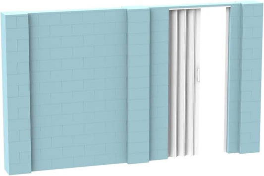 EverBlock 12’ x 7’ Wall Kit with Accordion Door | 3’ x 7’ Doorway | Modular Building Blocks | Wall Display System | Room Divider & Partition | Easy to Connect & Reuse | Indoor & Outdoor Use